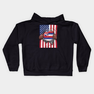 Hawaii Flag American Flag Ripped - Gift for Hawaiian From Hawaii Kids Hoodie